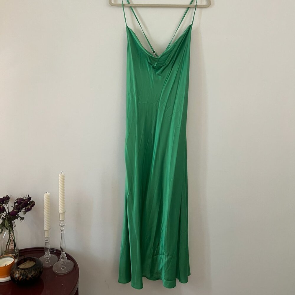 SABLYN green silk midi dress